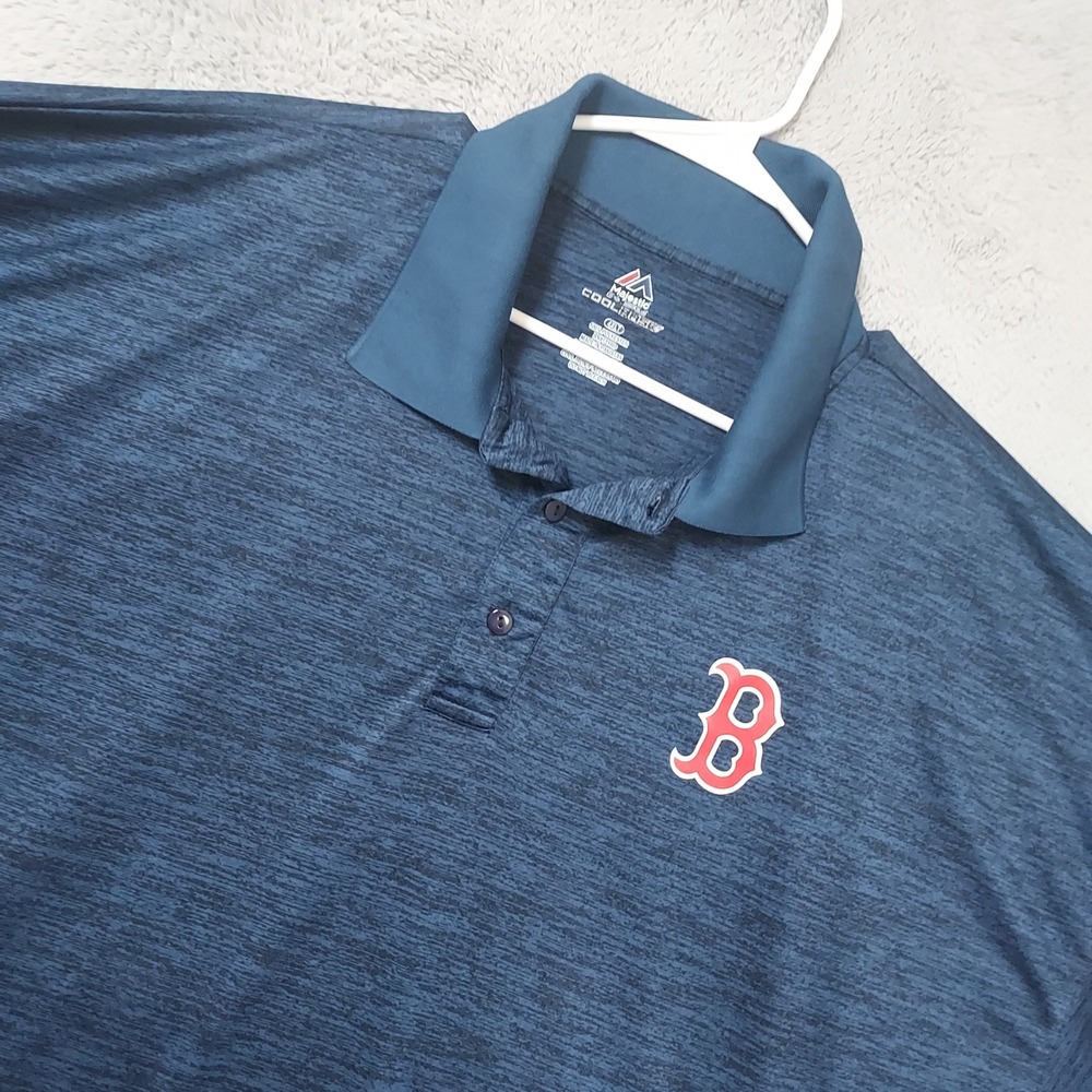Boston Red Sox Polo Shirt Mens 4XLT 4XL TALL Majestic Cool Base MLB Blue Jersey